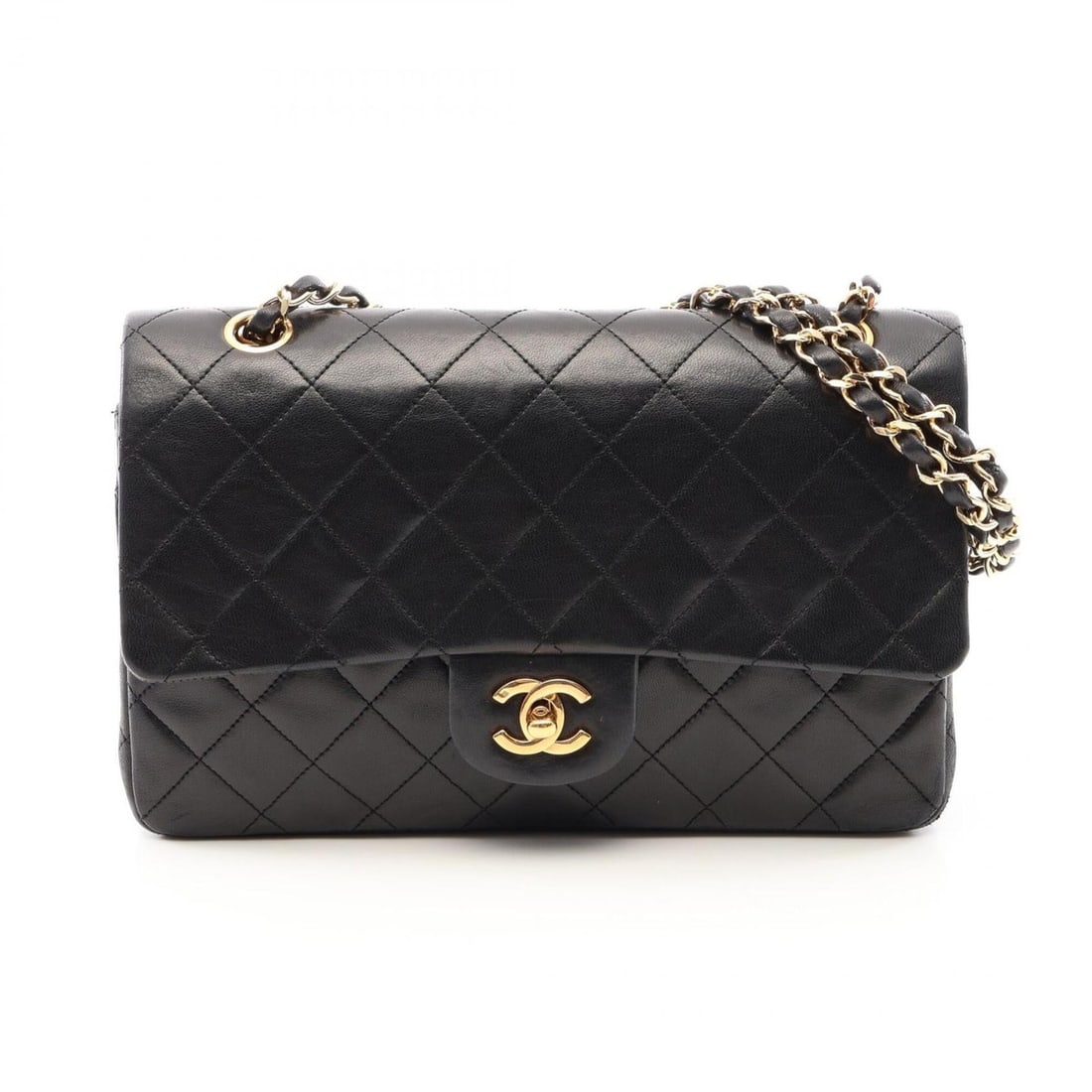 Chanel Matelassé Double Flap Shoulder Bag/Handbag, Lambskin Leather, Women's, Black