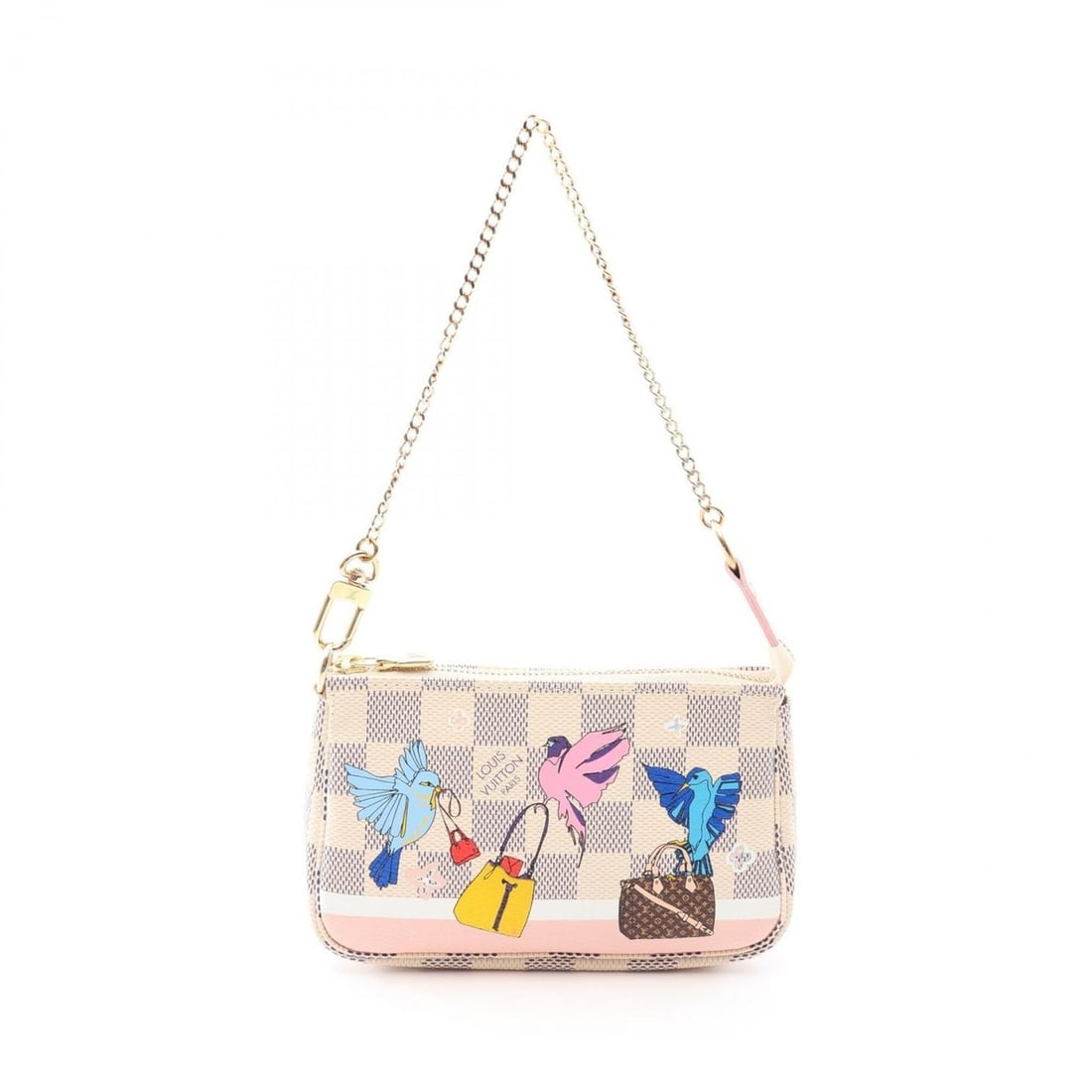 Louis Vuitton Mini Pochette Accessoires Handbag, Coated Canvas and Leather, Damier Azur Pattern,