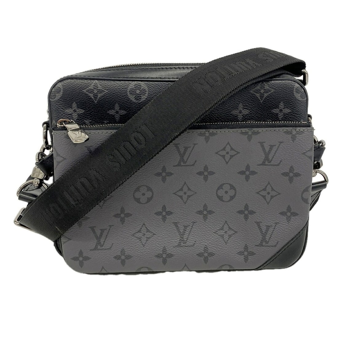 Louis Vuitton Monogram Eclipse Reverse Trio Shoulder Bag M69443 Black Grey Men's