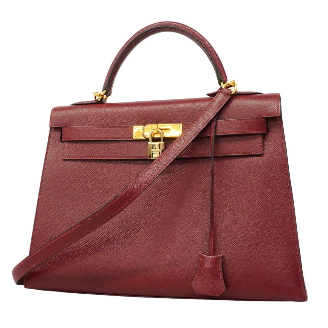 Hermes Kelly 32 Handbag, Veau Epsom Leather, Rouge H, ?B Stamp, 2-way Bag for Women