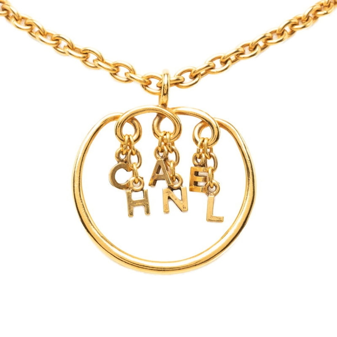 Chanel Logo Necklace, Gold Plated, Women's CHANEL