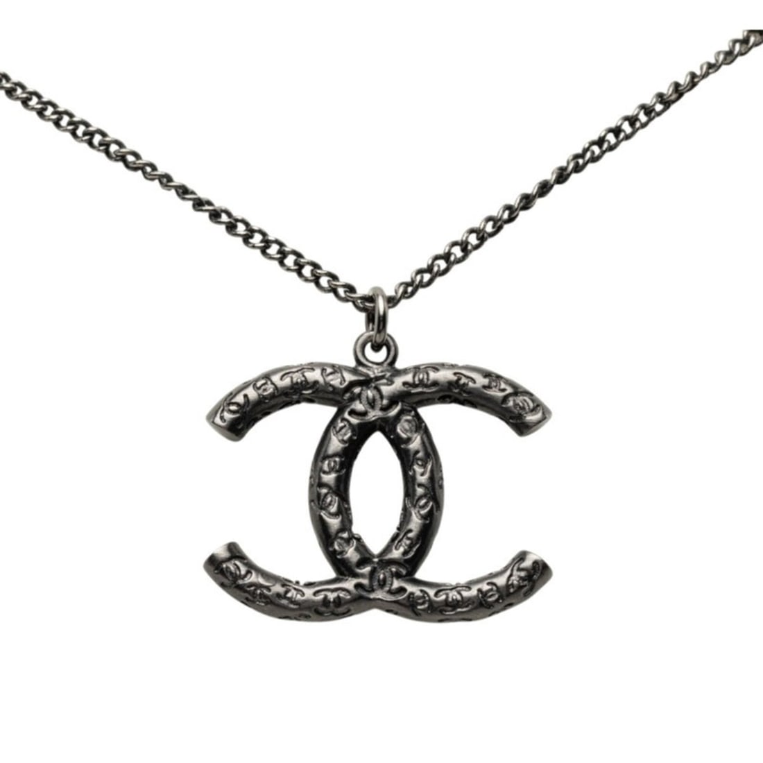 Chanel Coco Mark Necklace B10A Black Metal Women's CHANEL