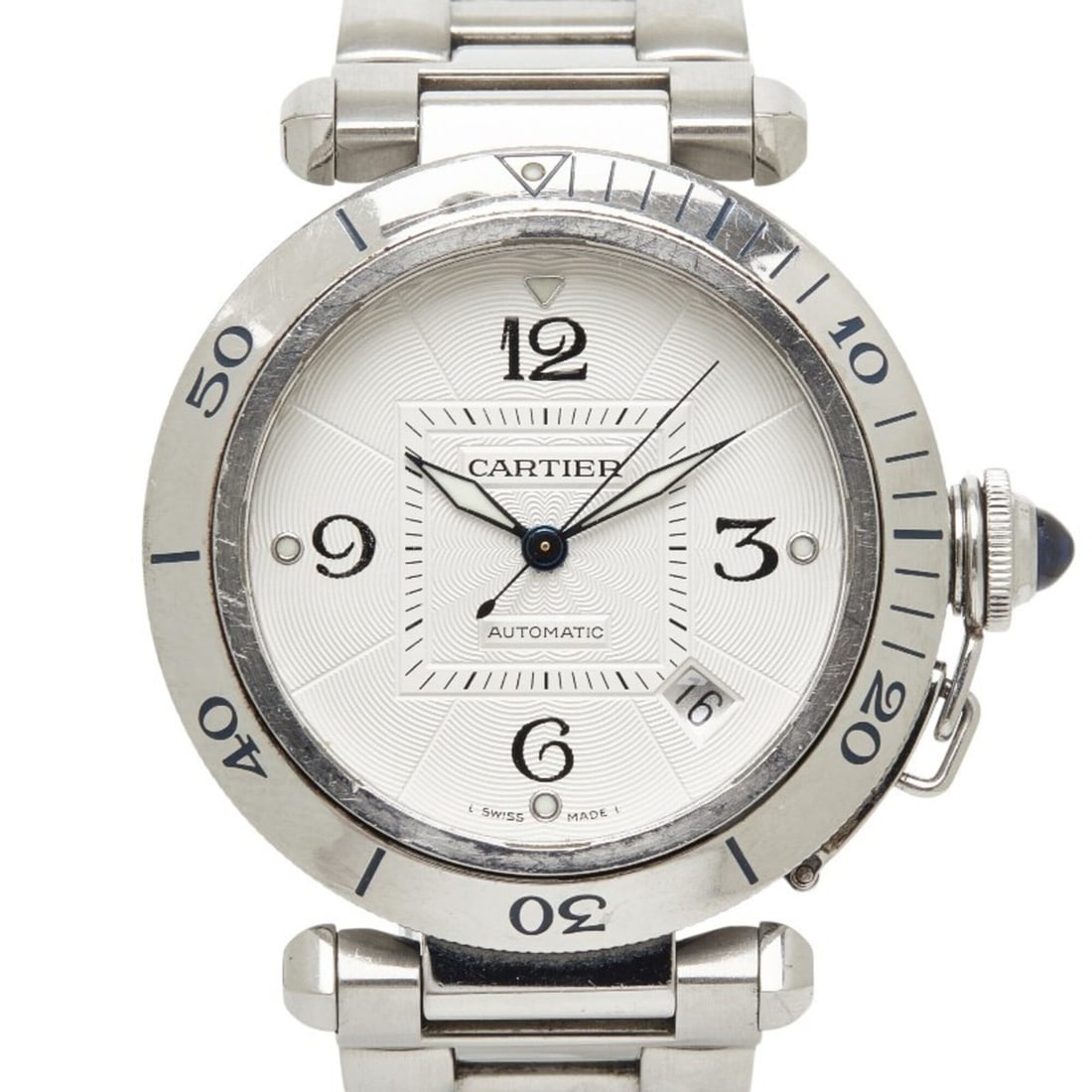 Cartier Pasha de Pronger W31040H3 Automatic Watch, White Dial, Stainless Steel, Men's CARTIER
