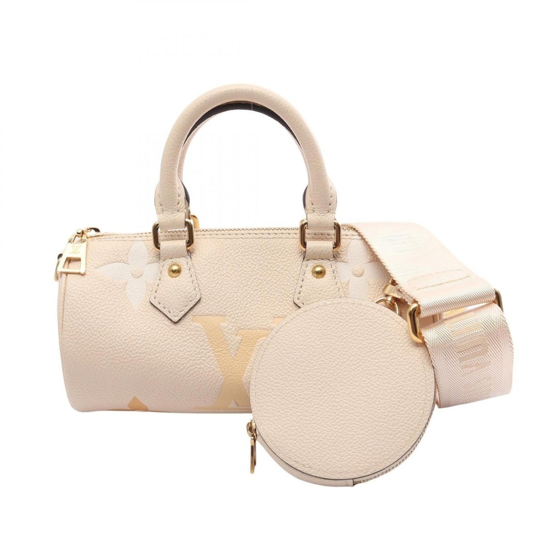 Louis Vuitton Papillon BB 2-Way Handbag, Leather, Monogram Empreinte, Women's, Ivory/Beige/Saffron,