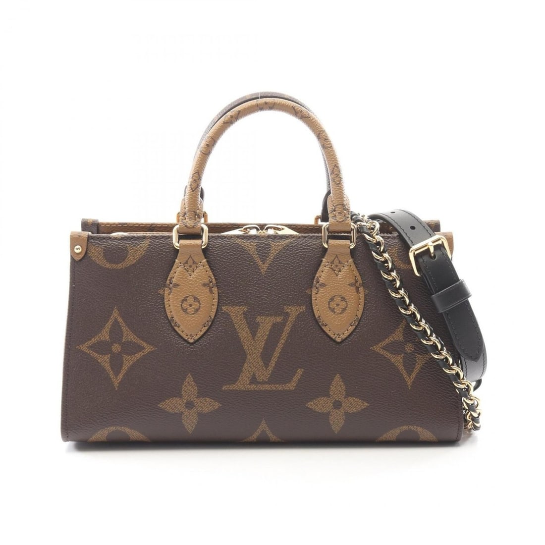 Louis Vuitton OnTheGo EW Chain Monogram Reverse 2-Way Handbag, Coated Canvas, Women's, Brown, M14236