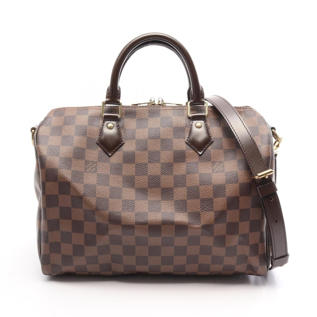 Louis Vuitton Speedy Bandoulière 30 Damier Ebene 2-Way Handbag, Coated Canvas Leather, Women's,