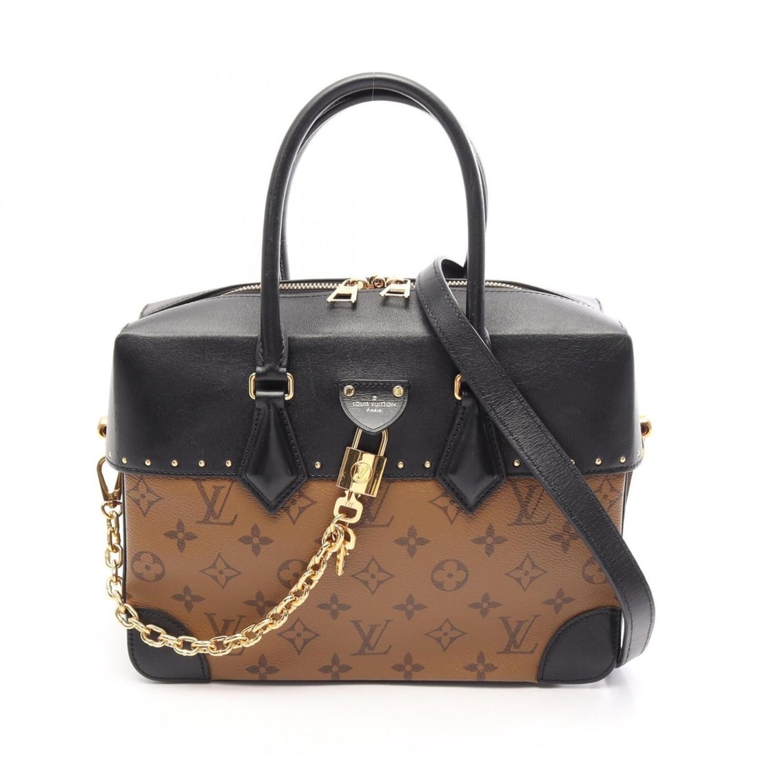 Louis Vuitton City Mall 2-Way Handbag, Coated Canvas and Leather, Monogram Reverse, Women's,: --- Catalog ---Category: SizeSize (HxWxD): 19cm x 26.5cm x 11cm / 7.48'' x 10.43'' x 4.33''Category: DesignType: HandbagColor: Black, BrownGender: WomenMaterial: Coated canvas , Monogram Reverse , Lea
