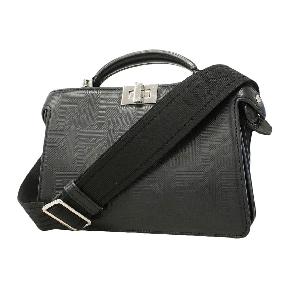Fendi I.C.U.X. Cross Leather Handbag, Black, 2-way Bag for Men