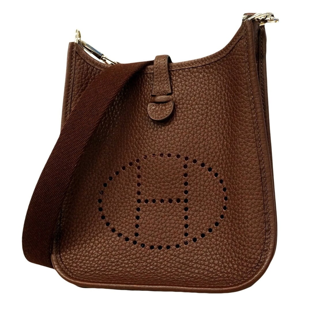 Hermes Evelyne TPM Shoulder Bag, Taurillon Clemence Leather, Rouge Sellier, Y Stamp, Women's.