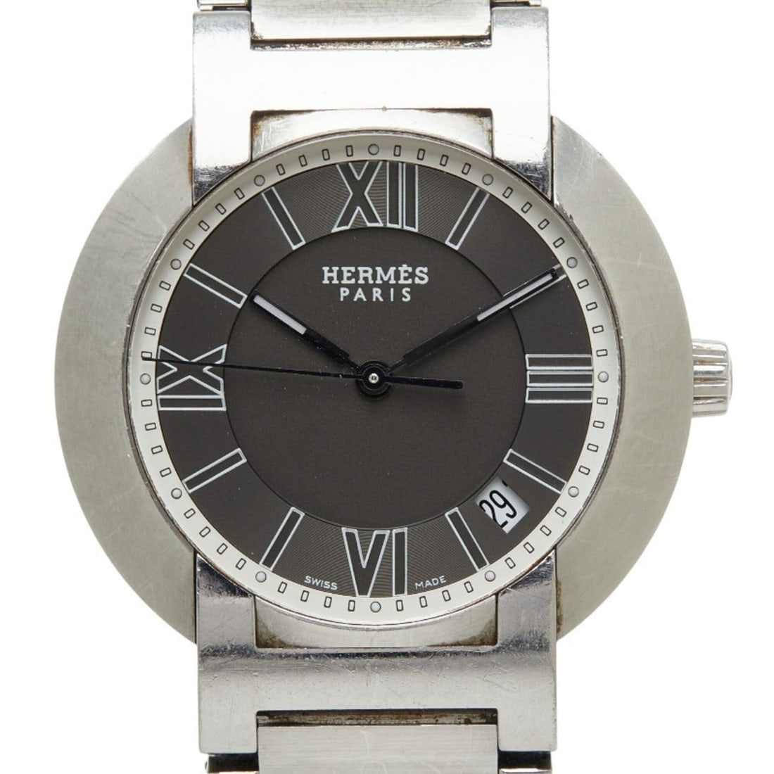 Hermes Nomade Autoquartz Watch NO1.710 Kinetic Grey Dial Stainless Steel Women's HERMES