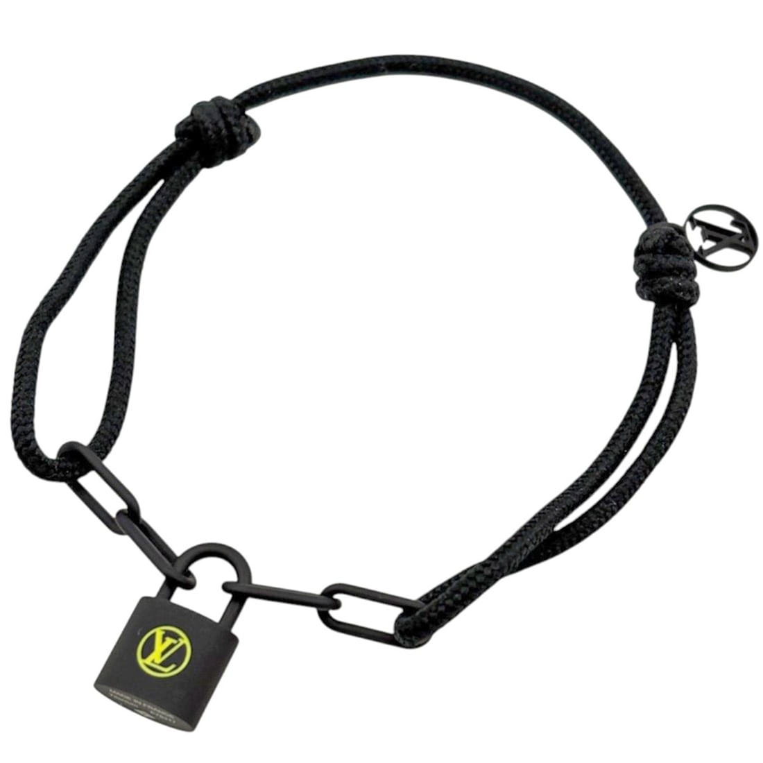 Louis Vuitton Silver Lockit Virgil Abloh Bracelet Titanium Polyester Black Women's