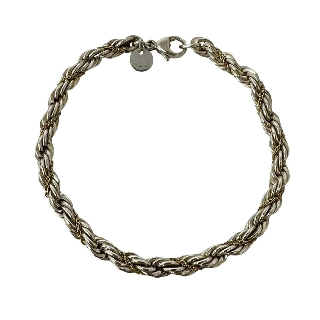 TIFFANY&Co. Tiffany Twist Rope Bracelet, Sterling Silver 925, 18K Yellow Gold, Accessory, Silver,