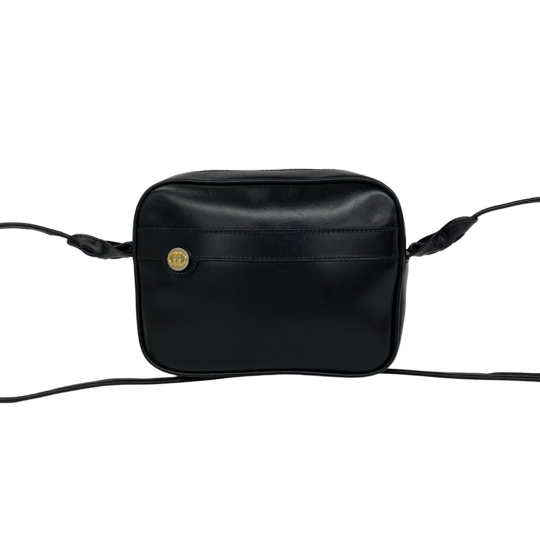 GUCCI Old Gucci GG Logo Hardware Leather Mini Shoulder Bag Sacoche Pouch Black 50115