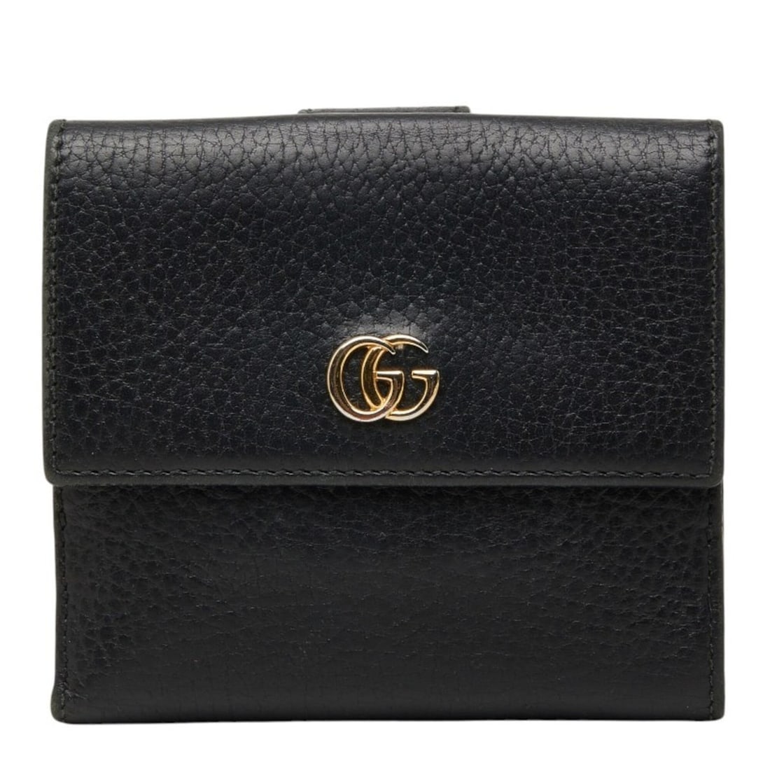 Gucci GG Marmont Compact Wallet, Bi-fold 456122, Black Leather, Women's, GUCCI