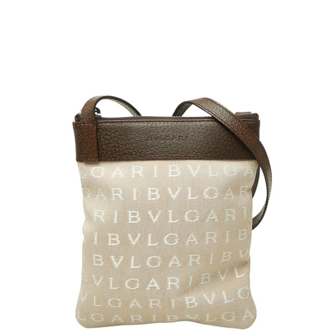 Bulgari Logomania Shoulder Bag, Beige/Brown Canvas Leather, Women's BVLGARI