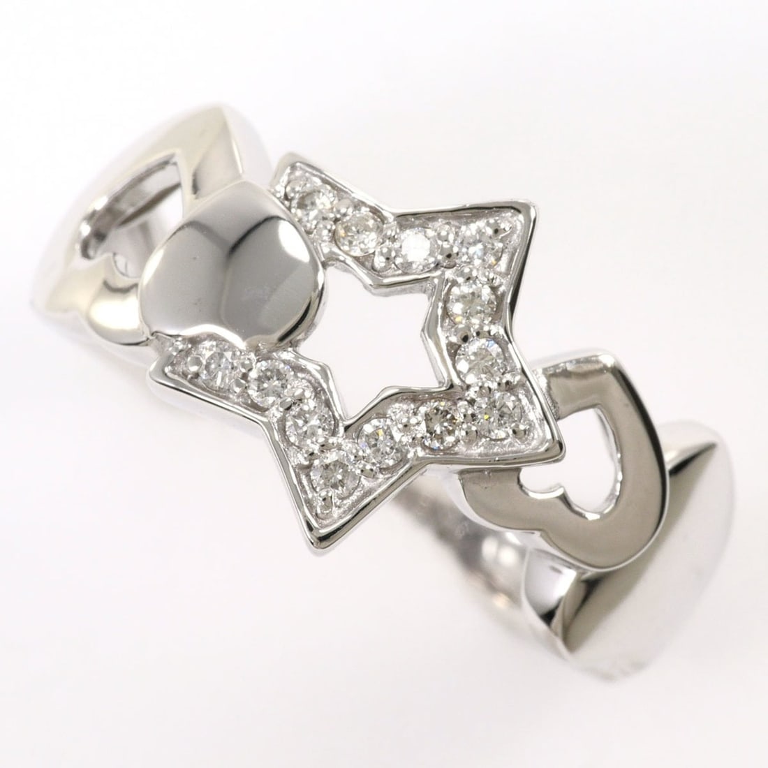 18K (18-karat white gold) ring with 1 diamond (0.11ct), card included, total weight 4.3g, jewelry.