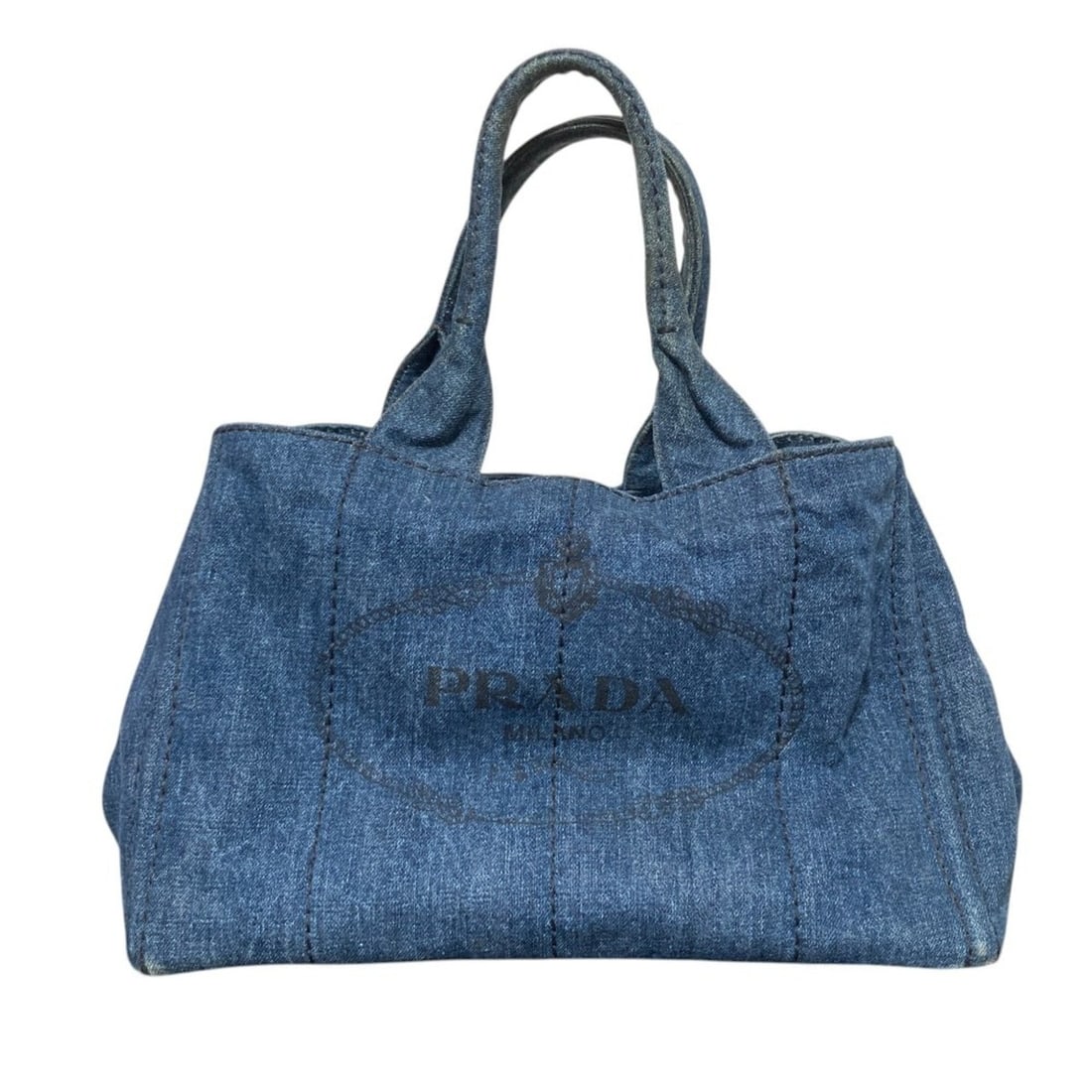 PRADA denim Canapa tote bag, indigo, for women.