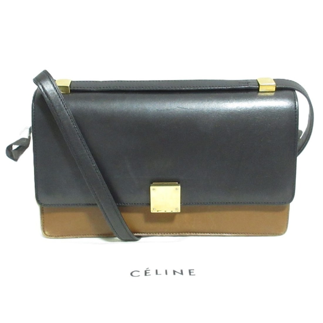 CELINE Phoebe Philo Collection Classic Box Shoulder Bag, Black/Brown, Women's