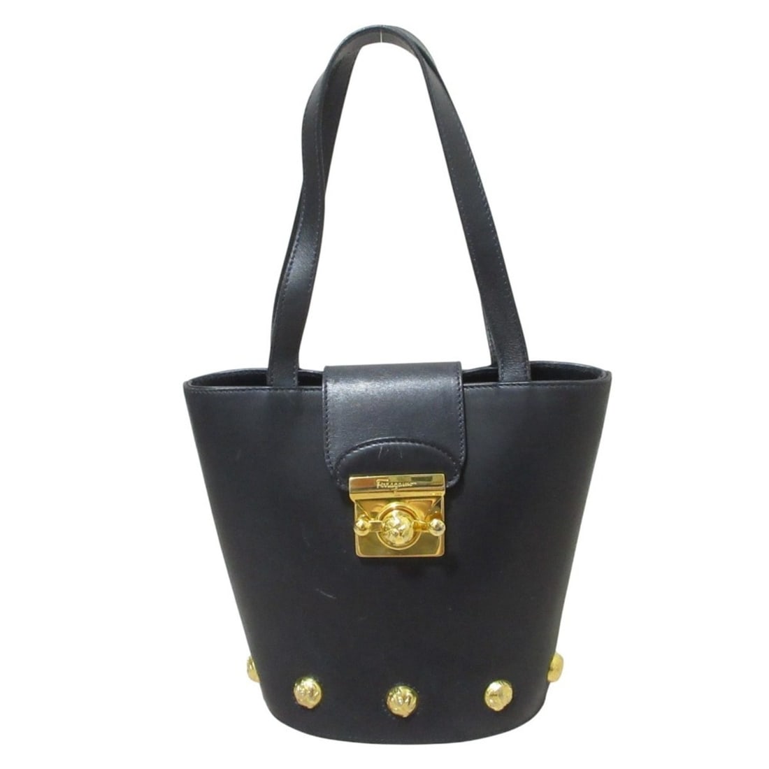 Salvatore Ferragamo Leather Bucket Handbag, Black, Women's: --- Catalog ---Category: SizeSize (HxWxD): 17.5cm x 22cm x 10cm / 6.88'' x 8.66'' x 3.93''Handle Length: 37cm / 14.56''Category: DesignType: HandbagColor: BlackGender: WomenMaterial: Leather Category: