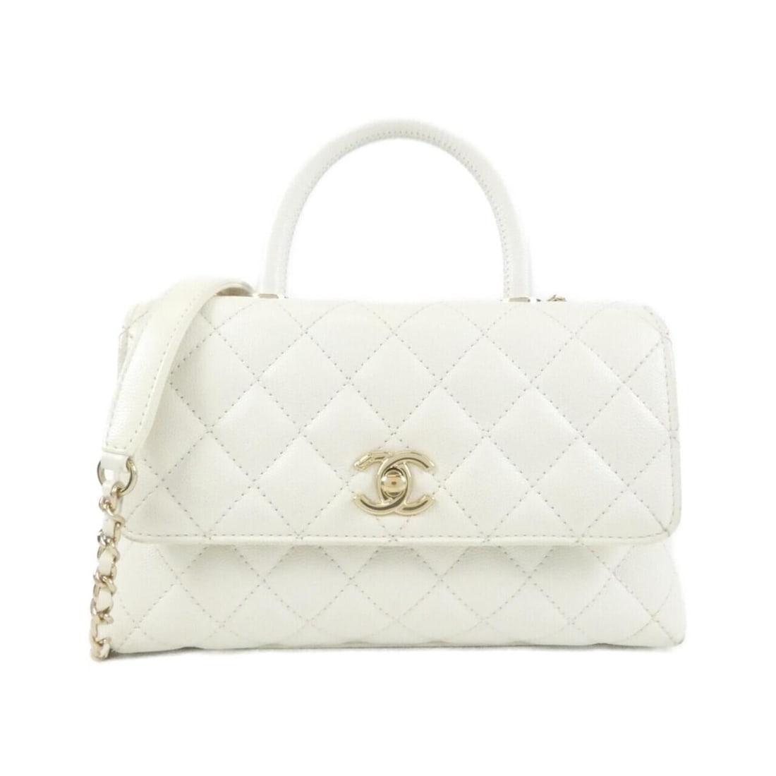 Chanel 92990 handbag: --- Catalog ---Category: SizeSize (HxWxD): 14cm x 22cm x 9cm / 5.51'' x 8.66'' x 3.54''Category: DesignType: HandbagColor: WhiteGender: WomenMaterial: Grained Calfskin Category: GeneralMPN: 92990Brand