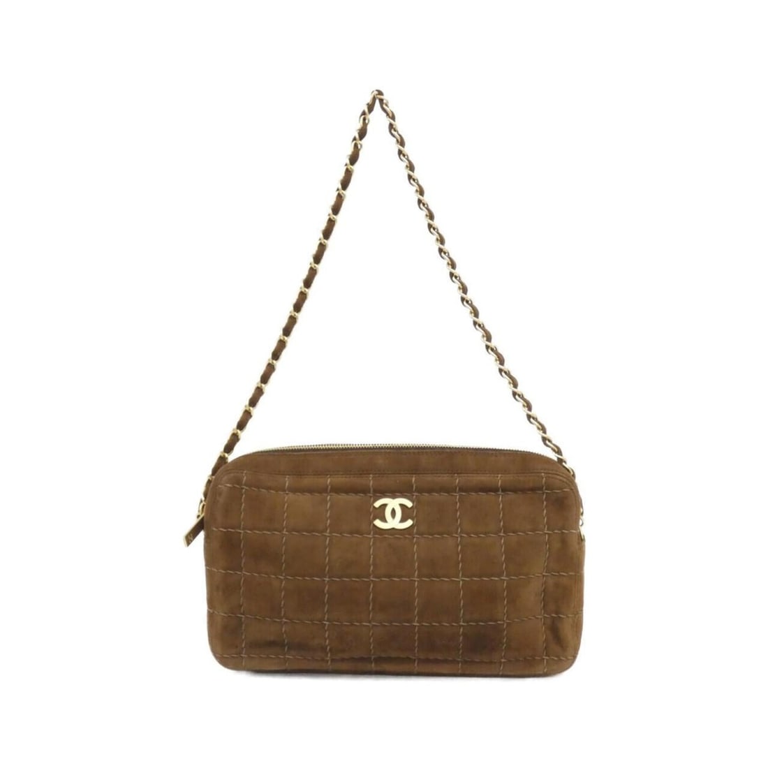 Chanel shoulder bag: --- Catalog ---Category: SizeSize (HxWxD): 15cm x 27cm x 5cm / 5.9'' x 10.62'' x 1.96''Category: DesignType: Shoulder bagColor: BrownGender: Women,MenMaterial: Suede Category: GeneralBrand: Chanel---
