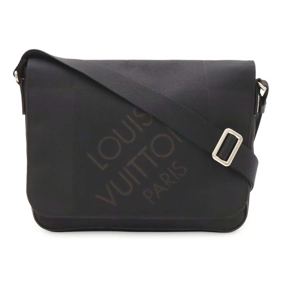 LOUIS VUITTON Damier Geant Petit Messager Shoulder Bag, Canvas, Black (M93618): --- Catalog ---Category: SizeWeight: 580g / 1.27lb.Size (HxWxD): 27cm x 30cm x 9cm / 10.62'' x 11.81'' x 3.54''Strap Length: 150cm / 59.05''Category: DesignType: Shoulder bagColor: Black, NoirGender: