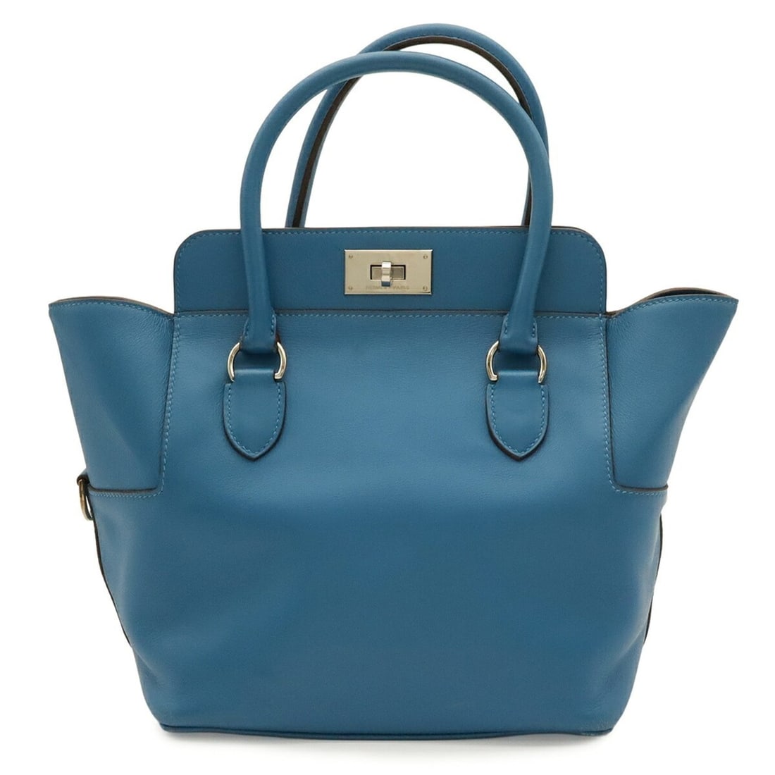 HERMES Toolbox 20 Handbag Tote Bag, Veau Swift Leather, Blue Shoulder ?O Stamp