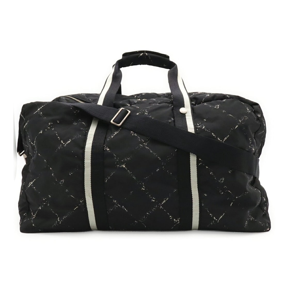 CHANEL (Chanel) Old Travel Line Boston Bag, Shoulder Nylon, Black, Red