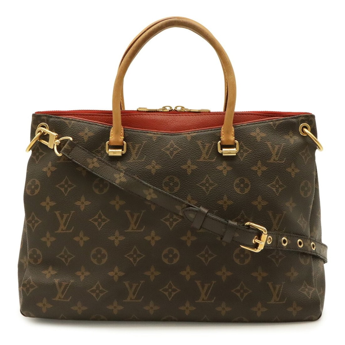 LOUIS VUITTON Louis Vuitton Monogram Pallas MM Handbag Shoulder Bag Leather Cerise Red M41175