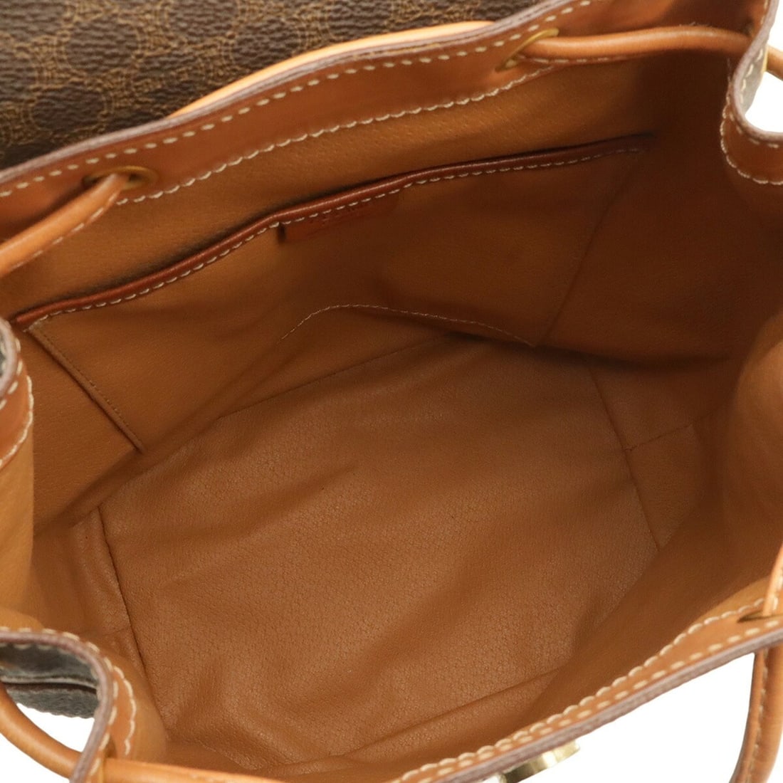 CELINE Macadam pattern backpack, leather, beige, dark brown. - 8