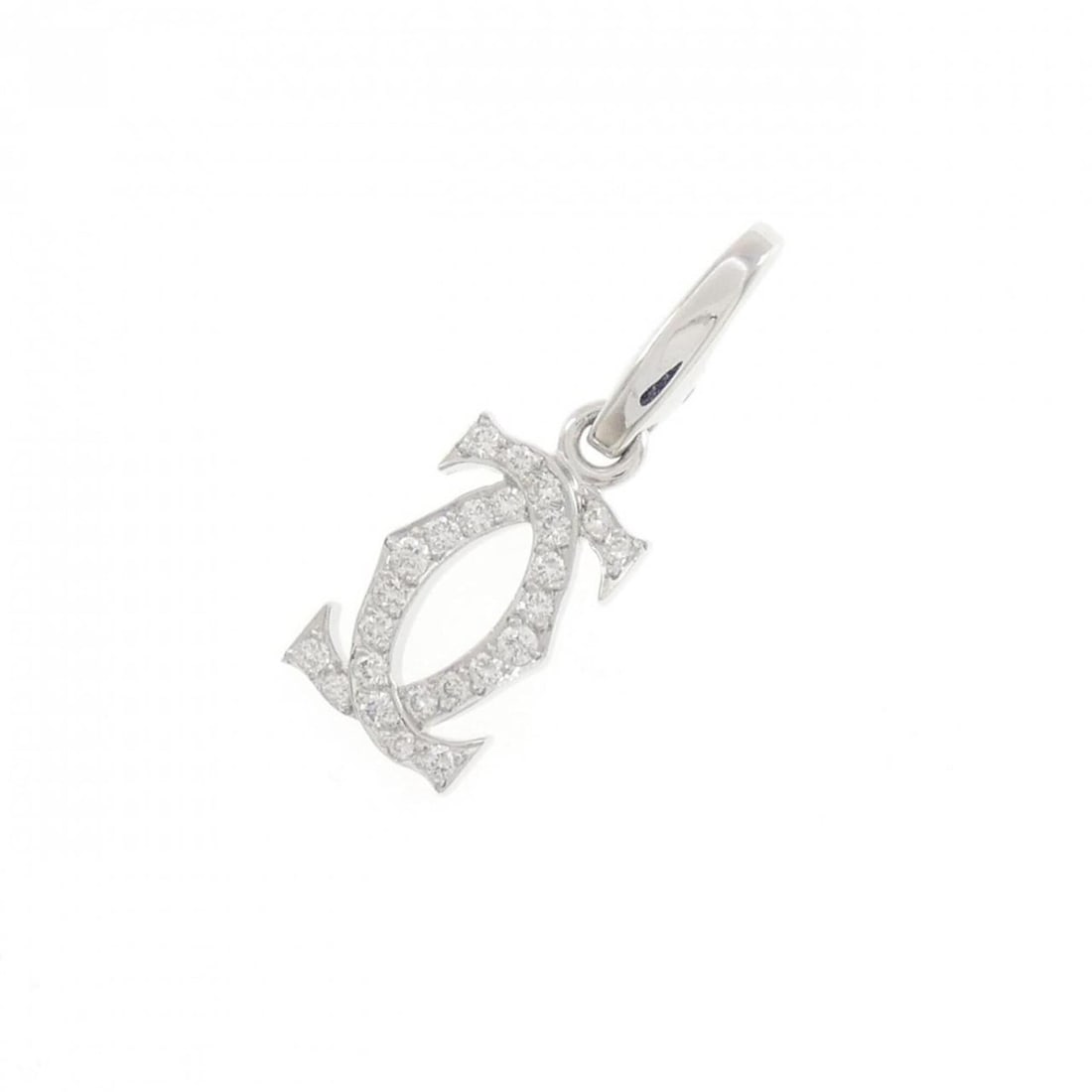 Cartier 2C Charm: --- Catalog ---Category: SizePendant Size: 25.3mm x 8.4mm / 0.99'' x 0.33''Category: DesignColor: White goldStone: DiamondGender: WomenMaterial: White gold (18K)Necklace Type: PendantCategory: General