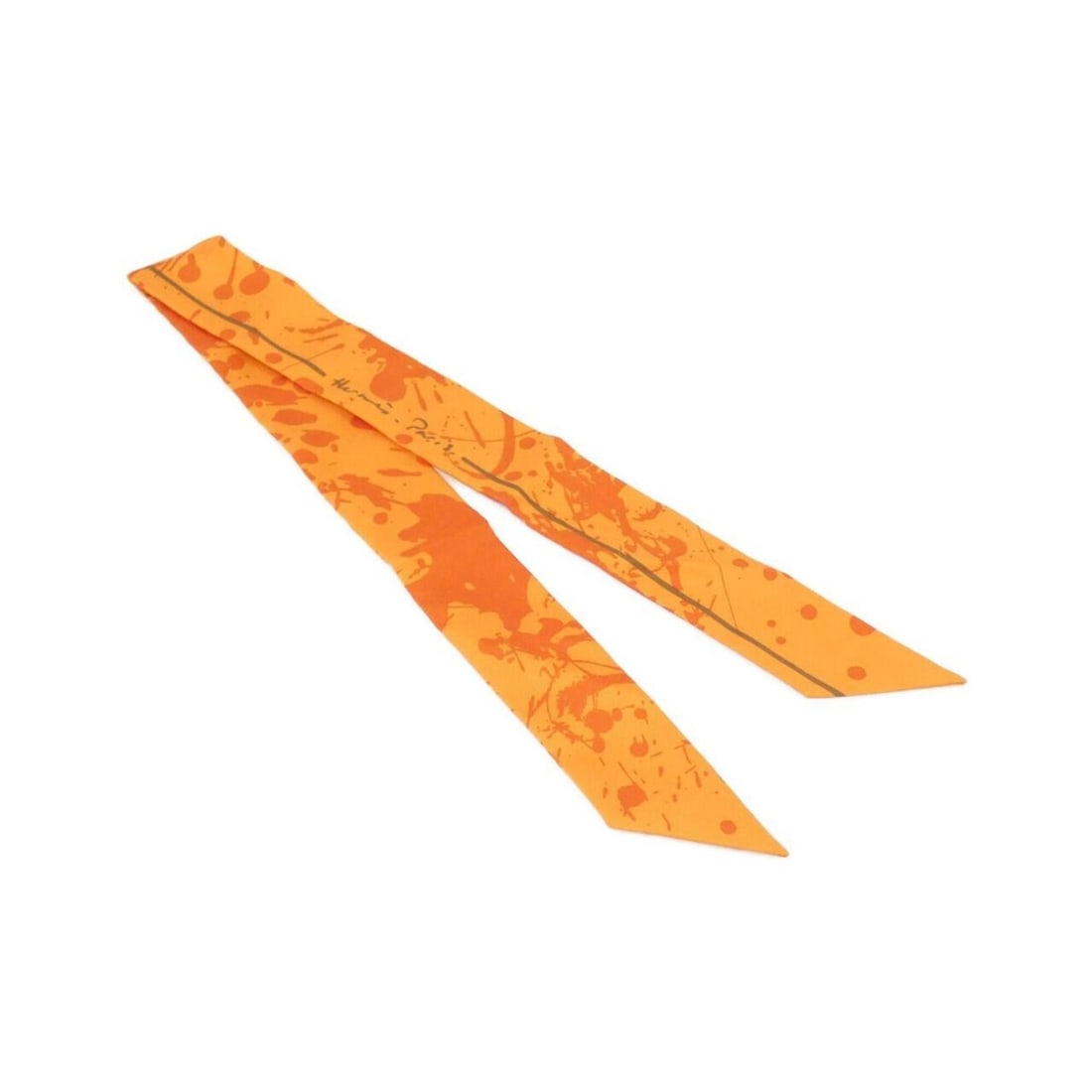 Hermes Cheval Surprise Twilly Scarf Muffler: --- Catalog ---Category: SizeSize (LxW): 5cm x 86cm / 1.96'' x 33.85''Category: DesignType: ScarfColor: OrangeGender: Men,WomenMaterial: Silk Category: GeneralBrand: Hermes--- Item List ---Section: Co