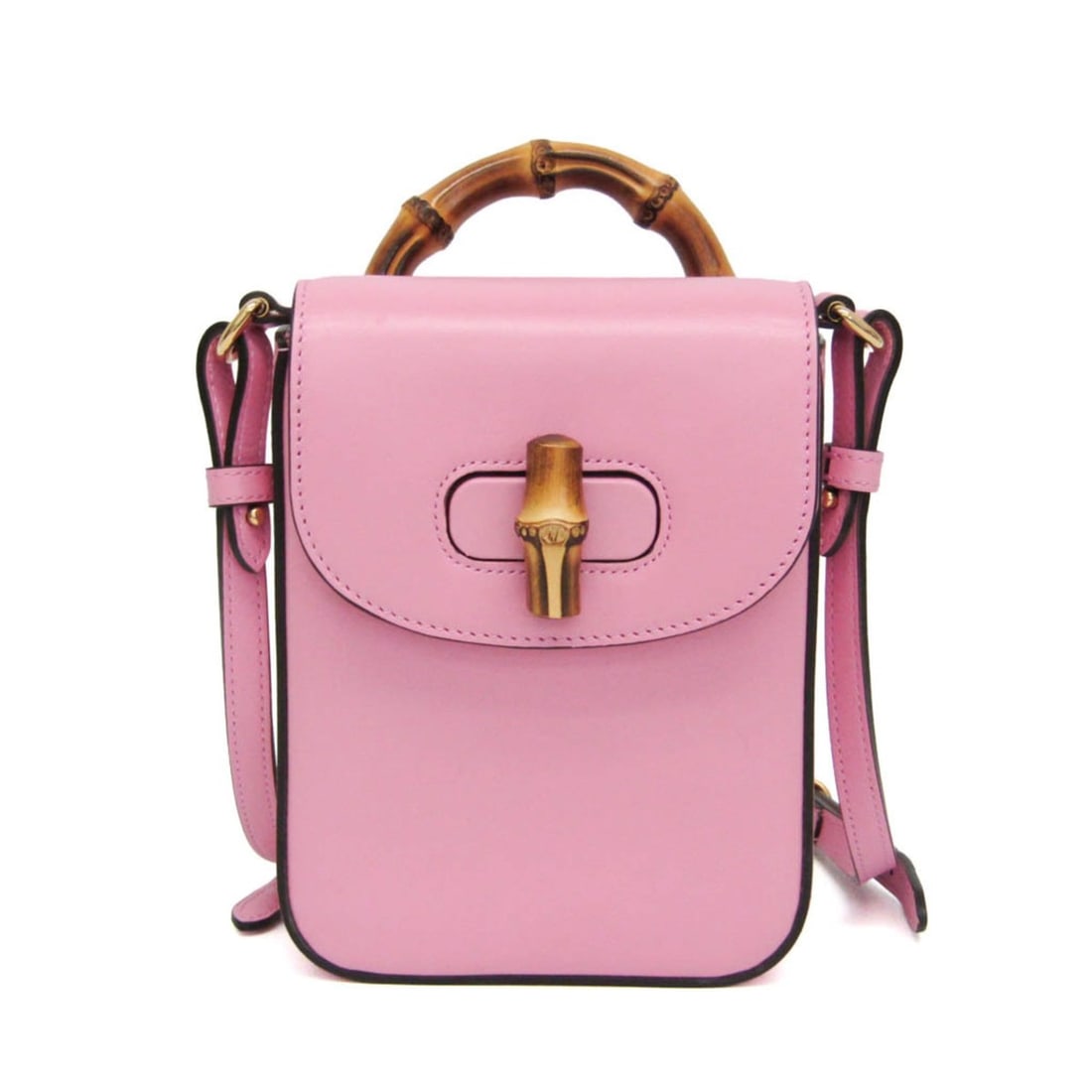 Gucci Bamboo 702106 Women's Leather Backpack,Handbag,Shoulder Bag Pink