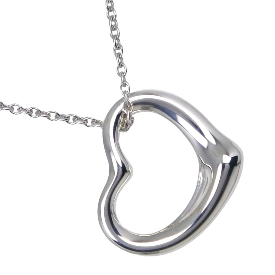 Tiffany & Co. Open Heart Necklace, Elsa Peretti design, Sterling Silver 925, approx. 2.3g, Women's.