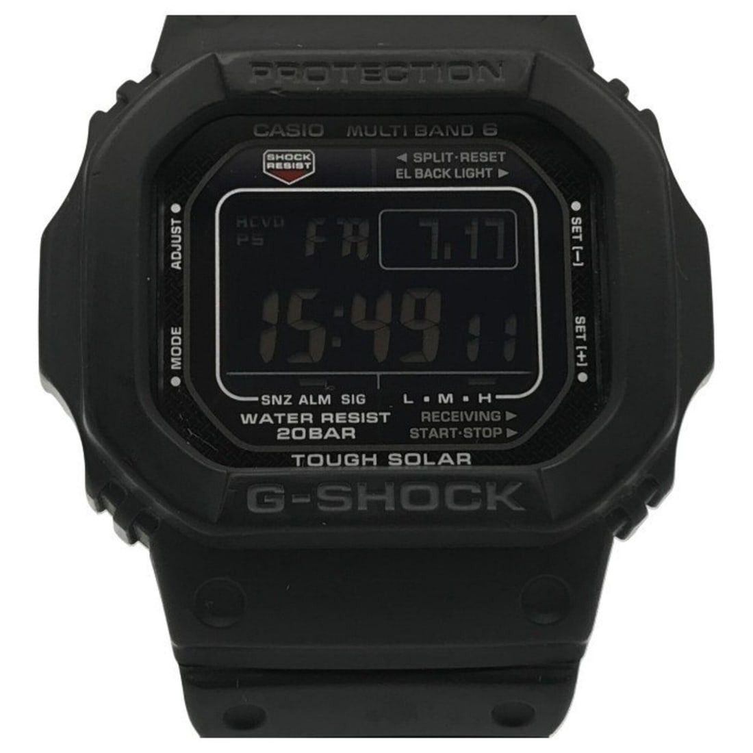 CASIO G-SHOCK 5600 Series Men's Digital Tough Solar Radio-Controlled Watch, Black GW-M5610-1BJF T1