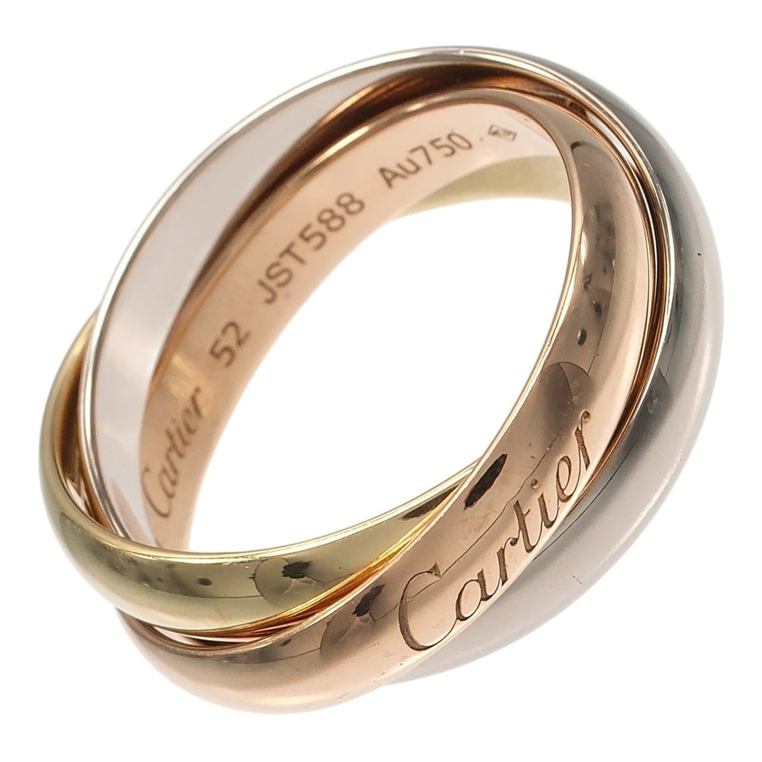 Cartier Trinity Ring, Size 12, 3.4mm band, 18K Gold (YG, PG, WG), approx. 7.7g. (1 of 16)