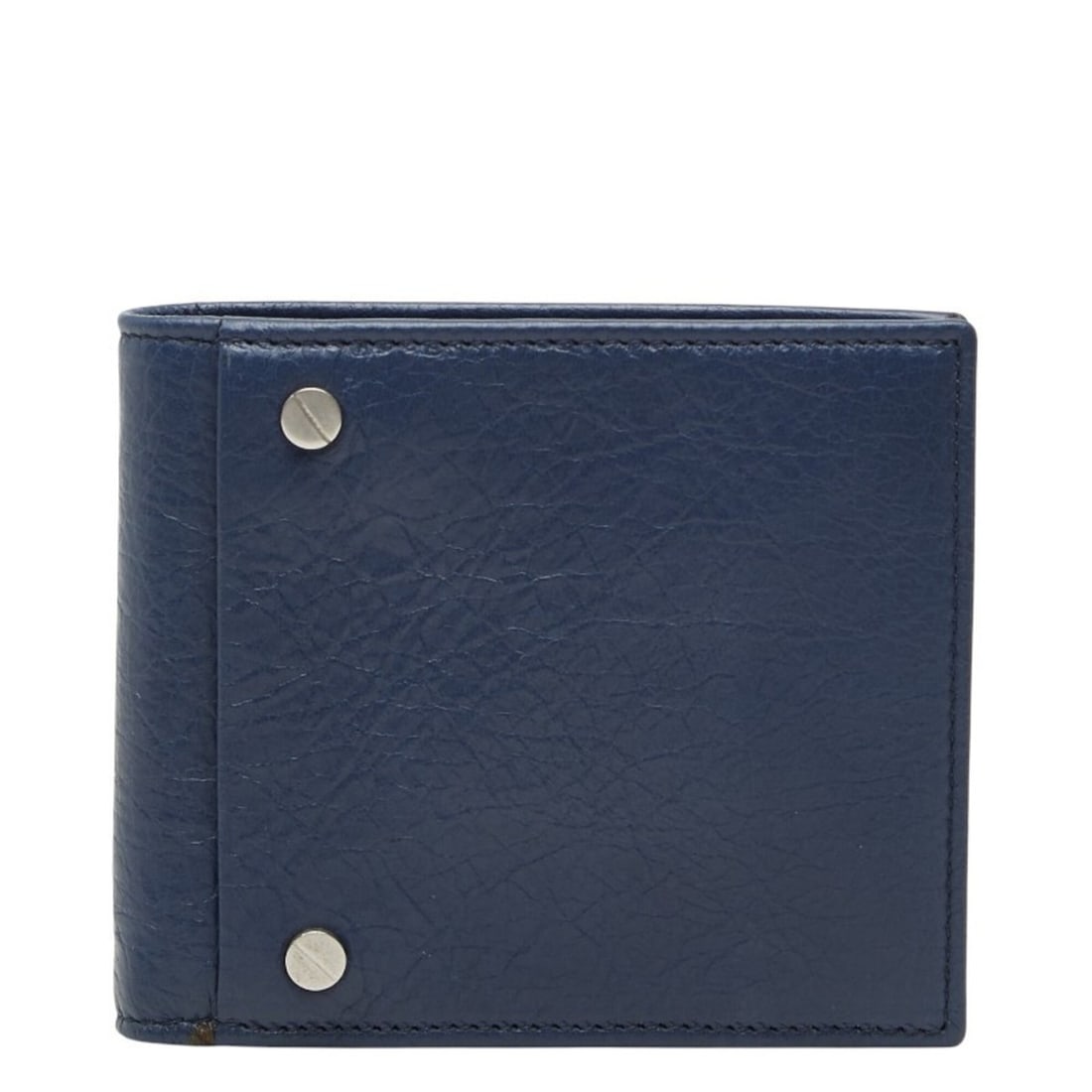 Balenciaga Square Coin Wallet, Bi-fold Compact, 542001, Navy Leather, Men's, BALENCIAGA