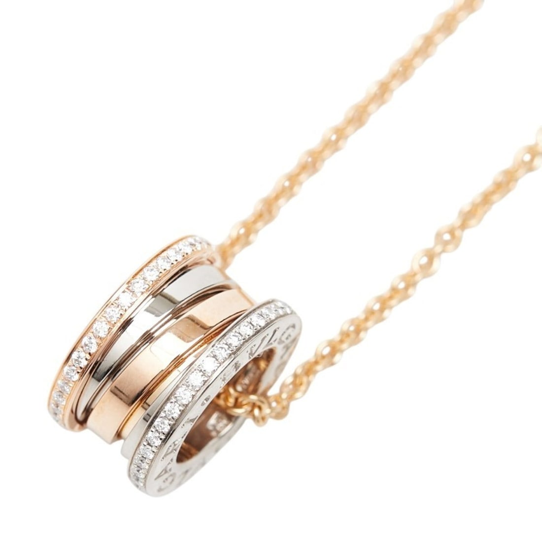 BVLGARI B-zero1 Perfect Mistake Pendant Necklace 355062 18KPG Pink Gold 18KWG White 750 Diamond