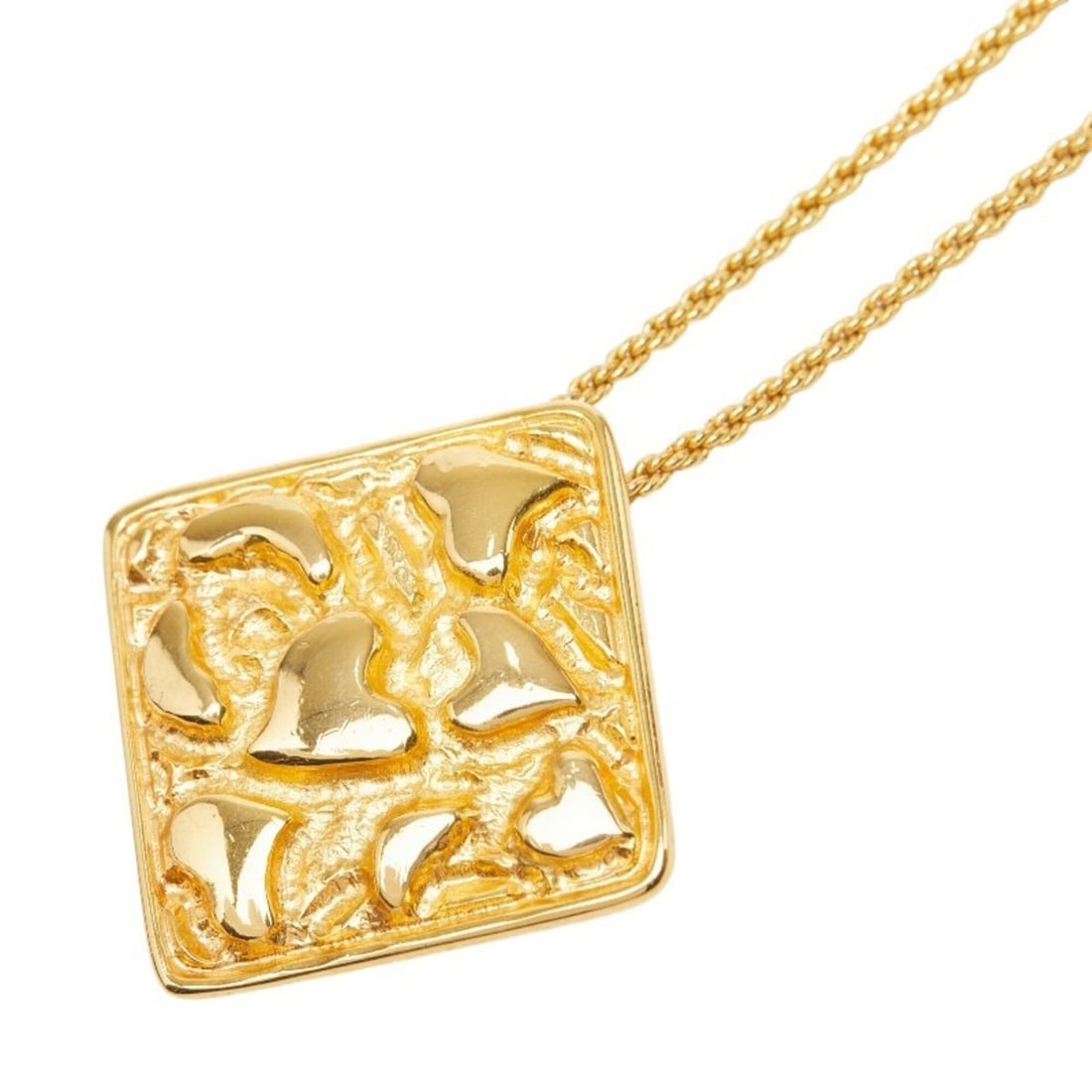 Yves Saint Laurent Saint Laurent Heart Square Chain Pendant Necklace, Gold Plated, Women's