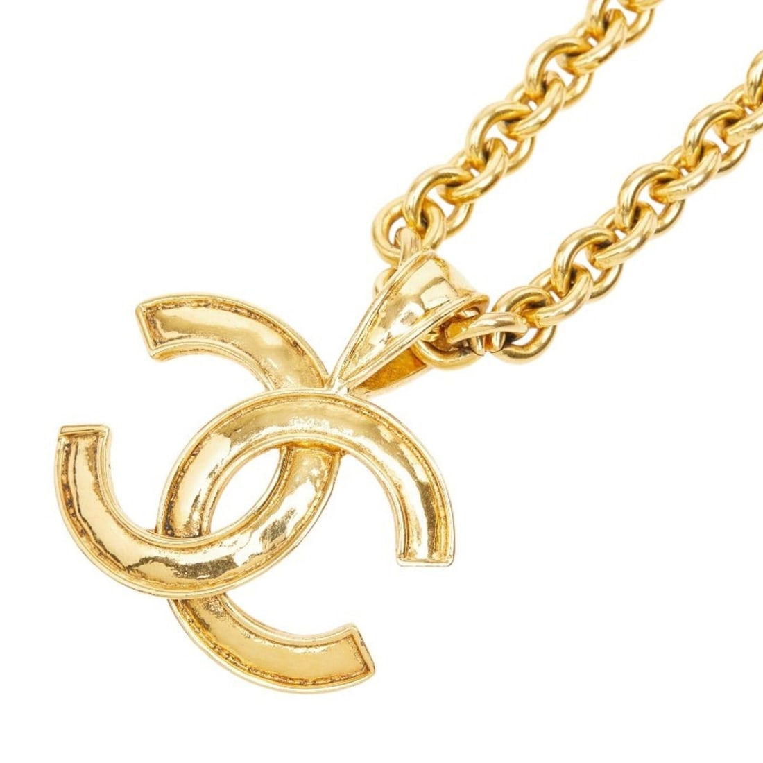 Chanel Coco Mark Chain Pendant Necklace, Gold Plated, Women's.