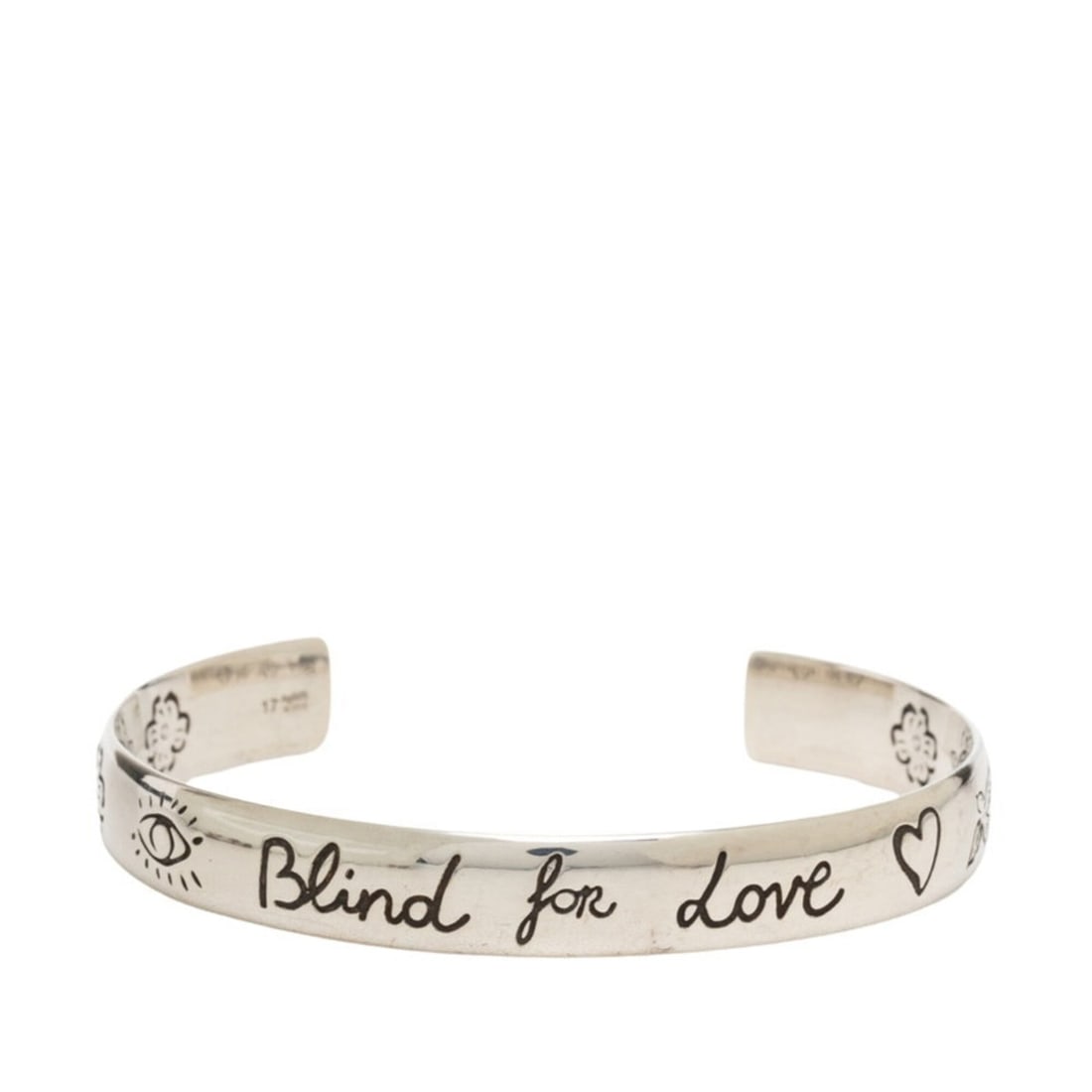 Gucci Blind for Love Bangle, Size 17, SV925 Silver, Women's.: --- Catalog ---Category: SizeLength: 17cm / 6.69''Category: DesignType: BangleGender: WomenMaterial: Silver 925Category: GeneralBrand: Gucci--- Item List ---Section: ConditionRanking: Rank A Used - A 