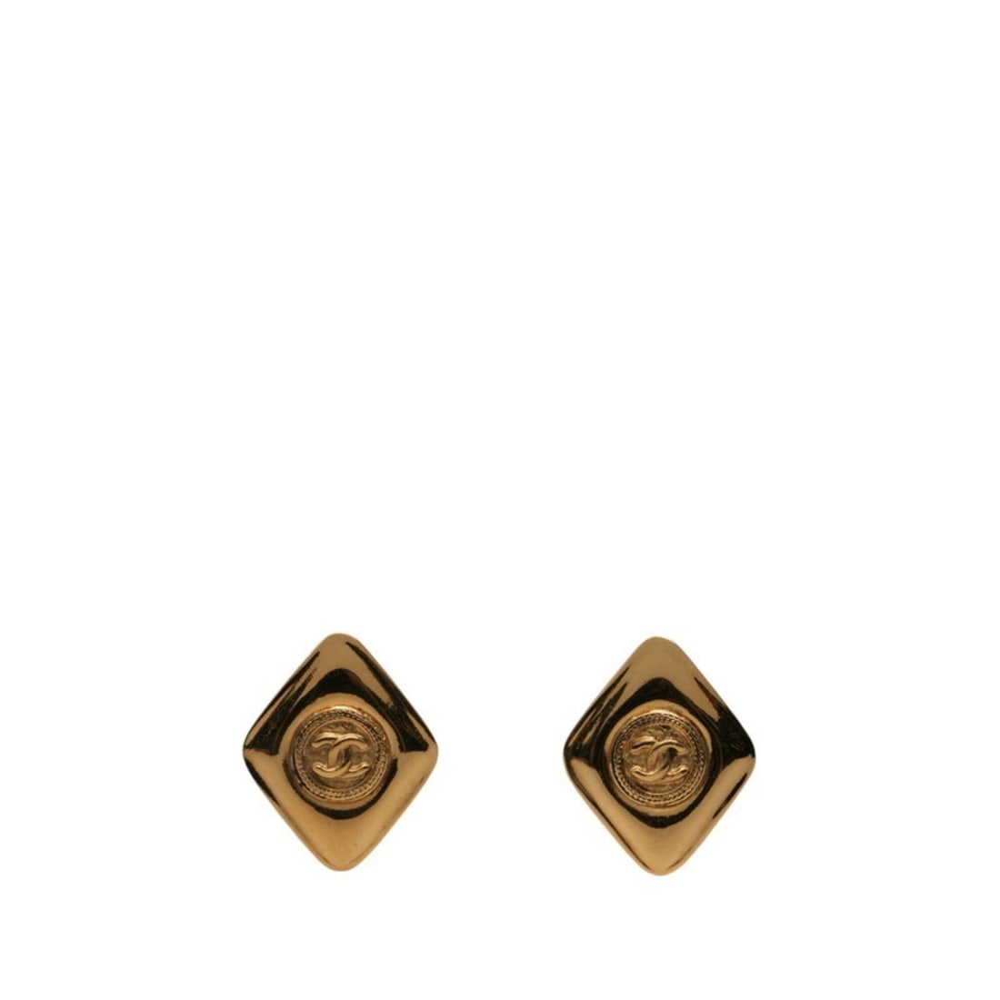 Chanel Vintage Coco Mark Diamond Earrings Gold Plated Women's CHANEL: --- Catalog ---Category: SizeSize (HxWxD): 34.60mm x 28.00mm / 1.36'' x 1.10''Category: DesignType: Clip earringsColor: GoldGender: WomenCategory: GeneralBrand: Chanel--- Item List ---Section: Conditi