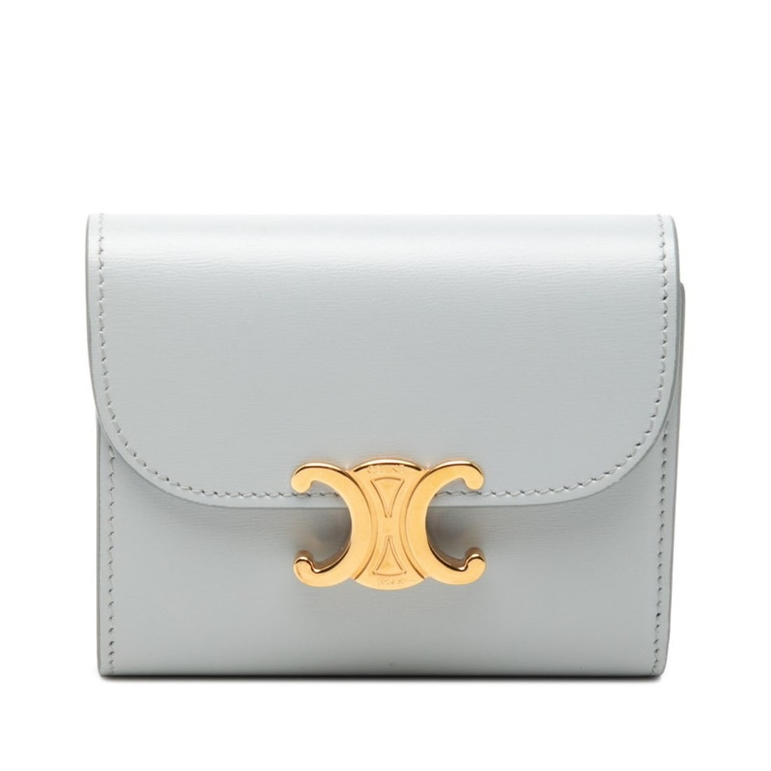 Celine Triomphe Flap Wallet, Tri-fold Compact Ice Blue Leather, Women's CELINE
