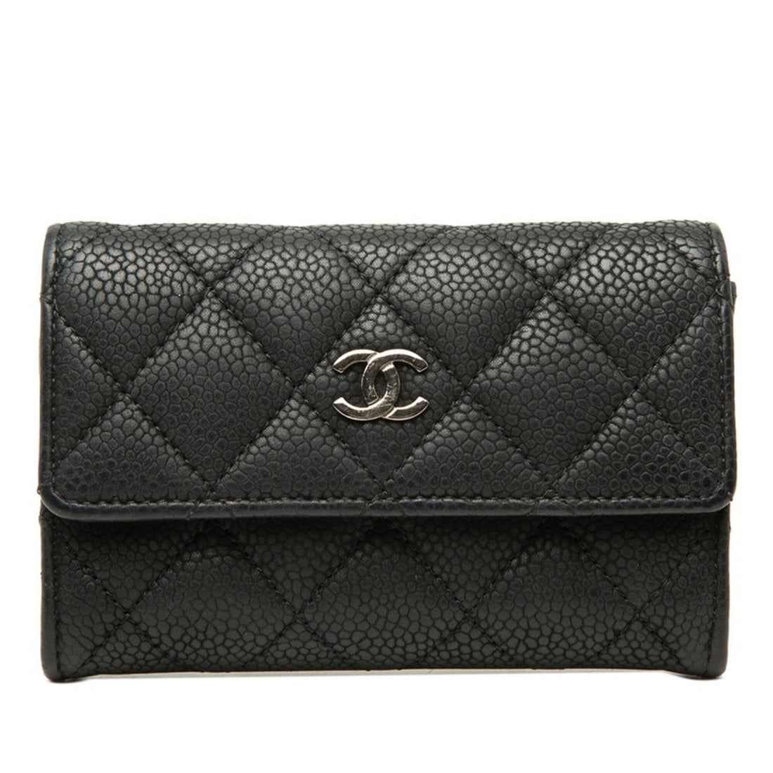 Chanel Matelassé Coco Mark Business Card Holder/Card Case Wallet/Coin Purse Holder Coin Black