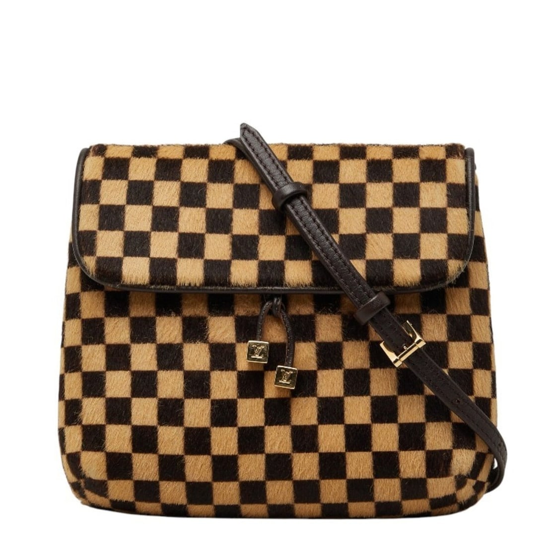Louis Vuitton Damier Sauvage Gazelle Pochette Crossbody Shoulder Bag M92130 Brown Beige Calfskin