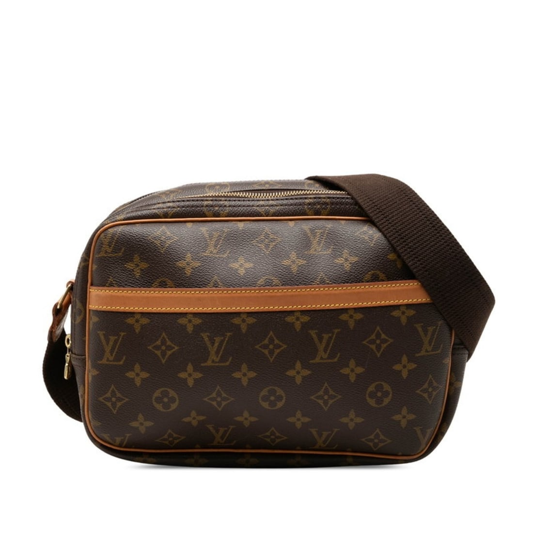 Louis Vuitton Monogram Reporter PM Crossbody Shoulder Bag M45254 Brown Leather Women's LOUIS VUITTON