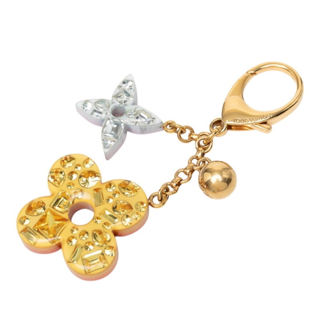 Louis Vuitton Bijou Sac Glam Flower Reversible Accessory Bag Charm Keychain M66152 Gold Pink Yellow: --- Catalog ---Category: DesignType: KeyringColor: Pink, Resin, YellowGender: WomenMaterial: ResinCategory: GeneralMPN: M66152Brand: Louis Vuitton--- Item List ---Section: ConditionRanking: Rank AB Us