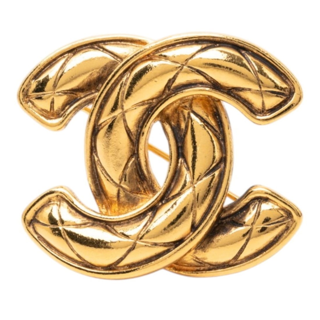Chanel Matelassé Coco Mark Brooch, Gold Plated, Women's CHANEL