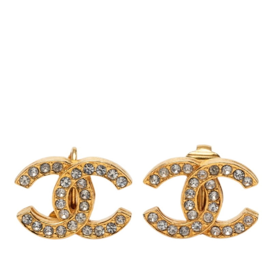 Chanel Coco Mark Earrings, Gold Plated, Rhinestone, Women's CHANEL (1 of 16)