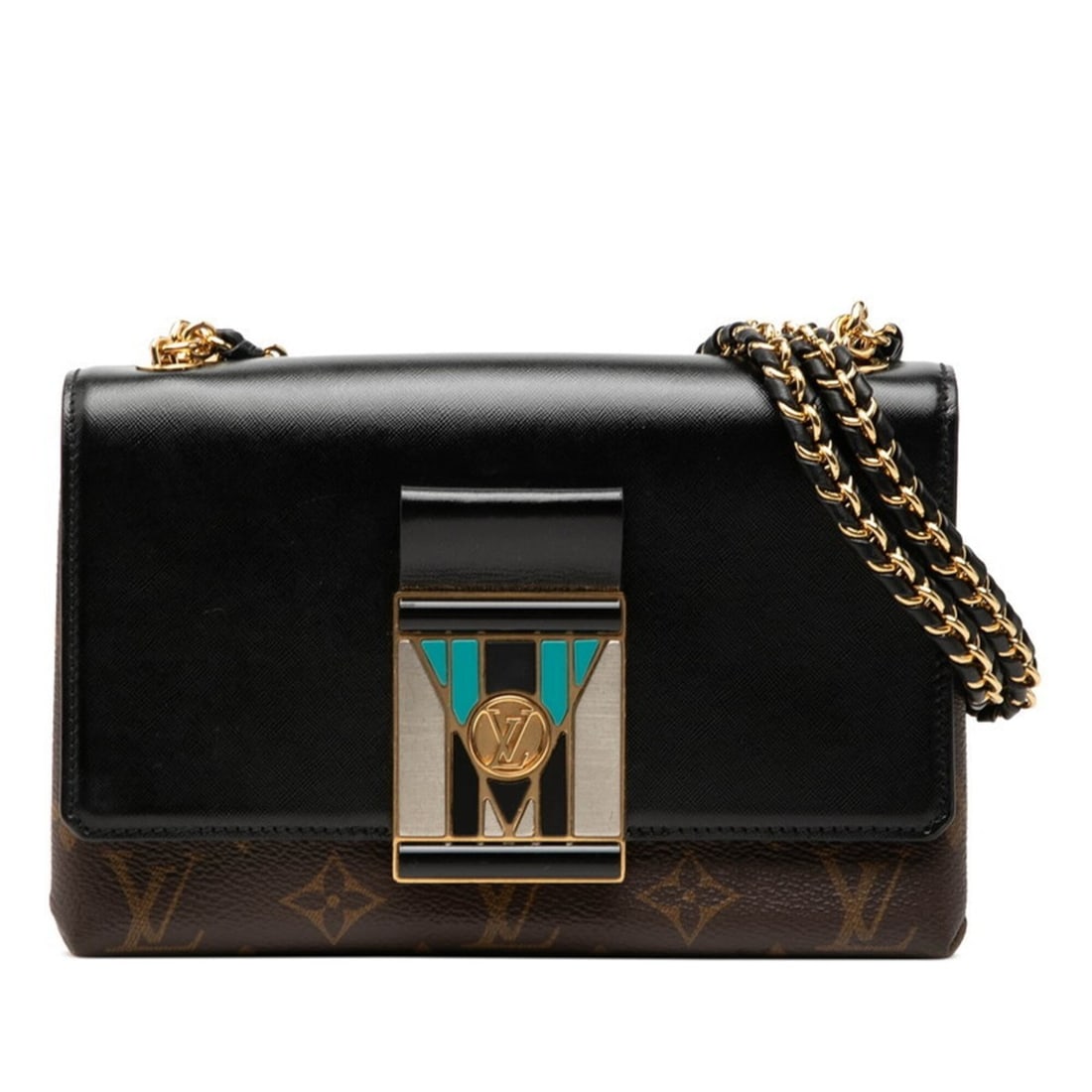 Louis Vuitton Monogram Pochette LV Thelma Chain Handbag Shoulder Bag M44916 Brown Black Leather